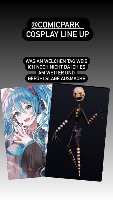 lineup f&uuml;r den comicpark :3  in der hoffnung das das miku cosplay nich ankommt sonst wirds casual miku #comicpark<a href="/tag/comicpark"class="tags"><span>#comicpark</span></a>