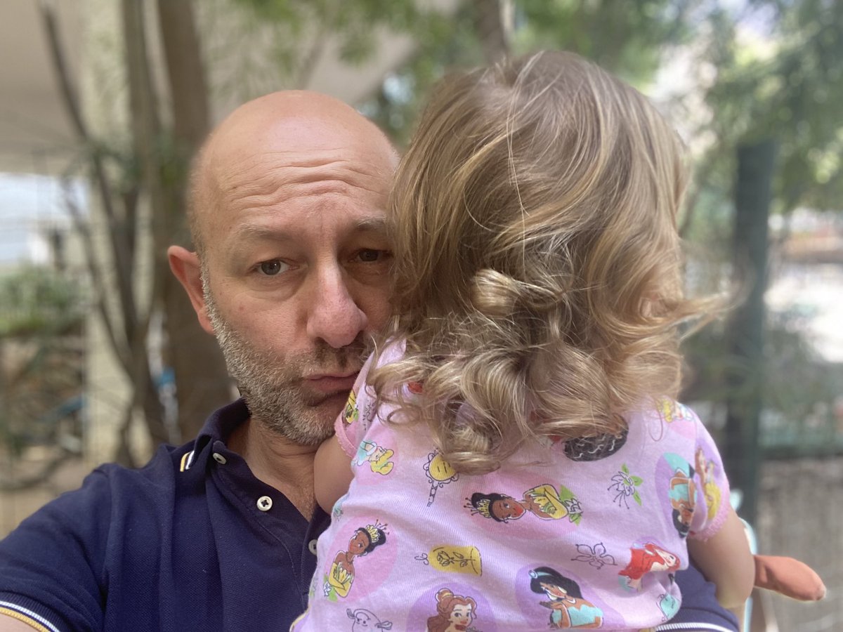 Ostrov_A's tweet photo. I have never hugged my daughter as much as I did just now. Being away from your kids when rockets are falling, that sense of helplessness and not knowing, is just terrifying! 

#TelAviv #IsraelUnderAttack https://t.co/FV3yQJuZwo