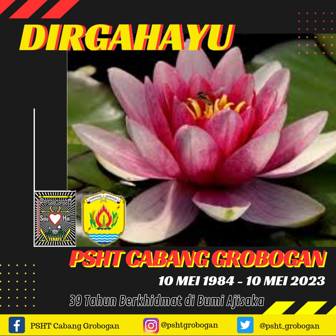 psht_grobogan's tweet photo. Dirgahayu PSHT Cabang Kabupaten Grobogan.... 10 Mei 1984 - 10 Mei 2023.

39 Tahun Berkhidmat di Bumi Ajisaka https://t.co/jf1lUQ8ve9