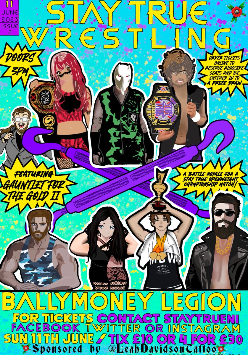 Sunday 11th June

DM for your tickets now!

Don't miss the return of the Gauntlet for the Gold!

More matches to be announced...

#StayTrueWrestling #StayTrueNI #StayTrue #Wrestling #ProWrestling #IndieWrestling #BritishWrestling #IrishWrestling #EuropeanWrestling #BritWres