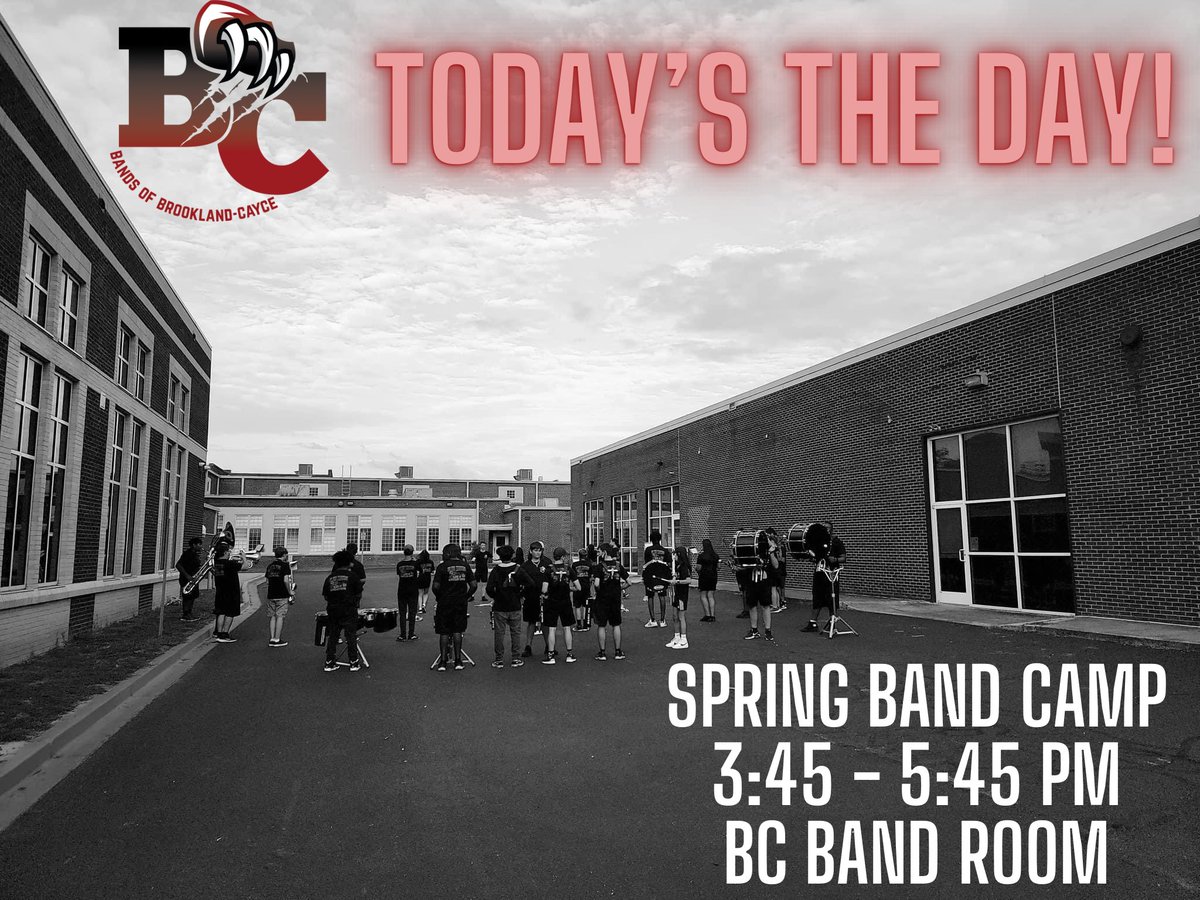 BCHS_Band_29033's tweet photo. Today’s the day!  @BCHSBearcats Band Spring Camp!  @BCAABulldogs @NMScougars @LexingtonTwo @lex2_pac @CityofCayce @WestColumbiaSC https://t.co/HWN63AuyDW