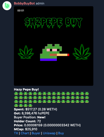 HazyPepe's tweet photo. Smart chads entering before the bot launch 🤖 

$hzPEPE #HazyPepe $PEPE https://t.co/HnWU7j2XLg