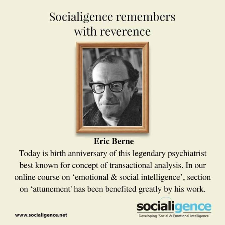 socialigence's tweet photo. With gratitude, remembering a legend on his birth anniversary. 🙏
.
.
.
.
#ericberne #Birthanniversary #psychology #neuroscience #legend    #emotionalintelligence #socialintelligence #onlinecourse #gratitude #greats #socialigence https://t.co/wMXMlcu364