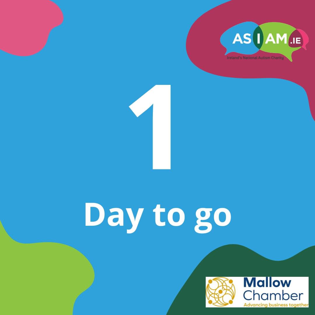 1 Day to go! Free workshop for local businesses with Adam Harris (CEO, AsIAm). Learn simple, practical strategies for your businesses to be more Autism Friendly!

To book your ticket click here; #https://www.eventbrite.ie/e/making-mallow-autism-friendly-tickets-621103486247