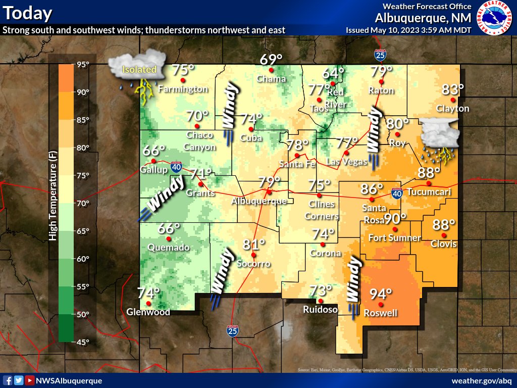 NWS Albuquerque on Twitter "Dangerous fire weather takes hold today with strong winds, very low