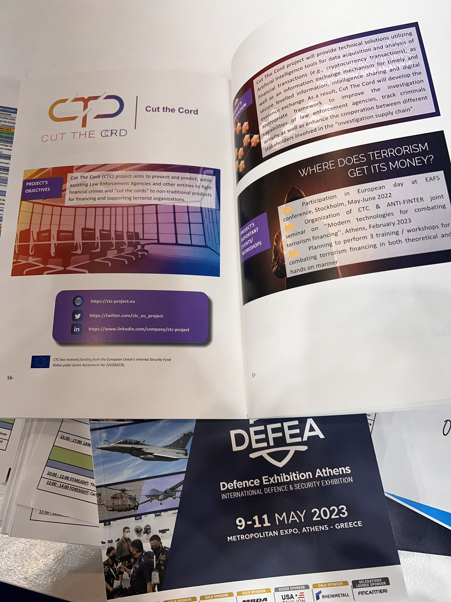 ctc_eu_project's tweet photo. 📣The Cut The Cord project will be presented tomorrow by the project’s coordinator Mr. Efstathios Skarlatos at the @DEFEA2023 exhibition in Athens!
Stay tuned!
#ctcisf #defea2023 #Crypto https://t.co/K22moxyAfe