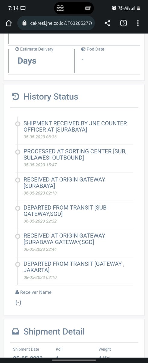 ameetto's tweet photo. Ada apa ini, udh 5 hr paket ga nyampe2

@JNECare https://t.co/jGrblsW0b8