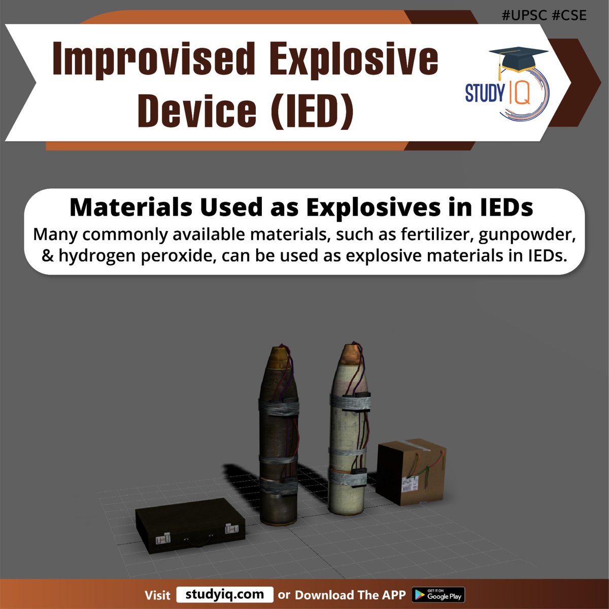 upsciq's tweet photo. Improvised Explosive Device (IED)
#improvisedexplosivedevice #ied #districtreserveguard #chhattisgarh #dantewada #criminals #suicidebombers #lethal #noxious #fertilizer #gunpowder #hydrogenperoxide #explosivematerials #upsc #cse #ips #ias https://t.co/5zMcn1XdbL