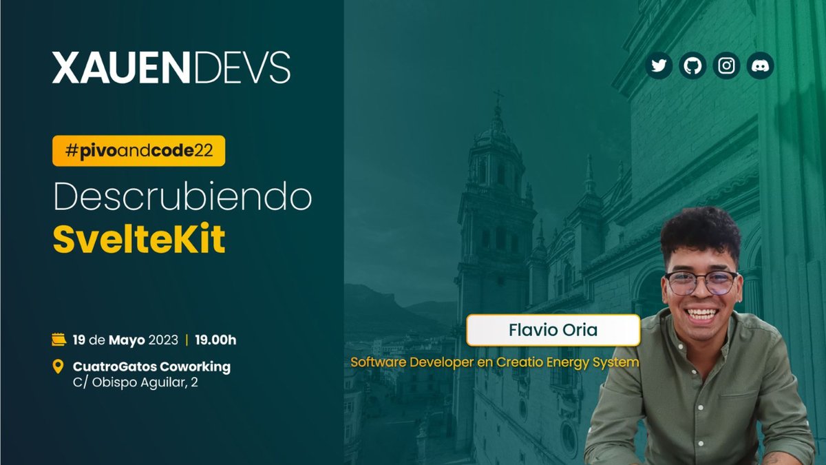 xauendevs's tweet image. El 19 de mayo tenemos la #pivoandcode 💻 "Descubriendo SvelteKit" con Flavio Oria Pinto, Software Developer en Creatio Energy System.
Aprenderás a usar SvelteKit, un framework para crear aplicaciones web y un CRUD para gestionar registros de empleados.
saraos.tech/@xauendevs/eve…