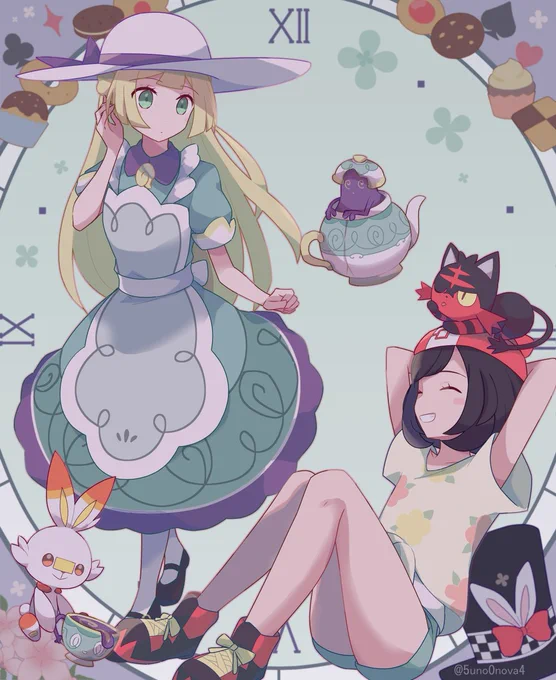 ポケマス アリス風お茶会リーリエちゃんメルヘンで好き
