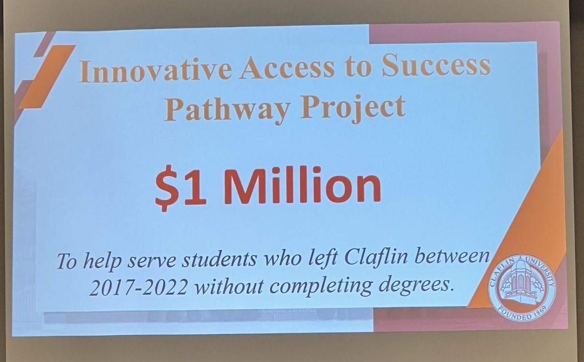 1inAMilli913's tweet photo. My wonderful university @ClaflinUniv1869 has set aside $1M for people who attended 2017-2022 and did not graduate for financial reasons to help get those degrees finished. If you know someone eligible please share this with them. #lealandloyal https://t.co/U2WSeyigS9