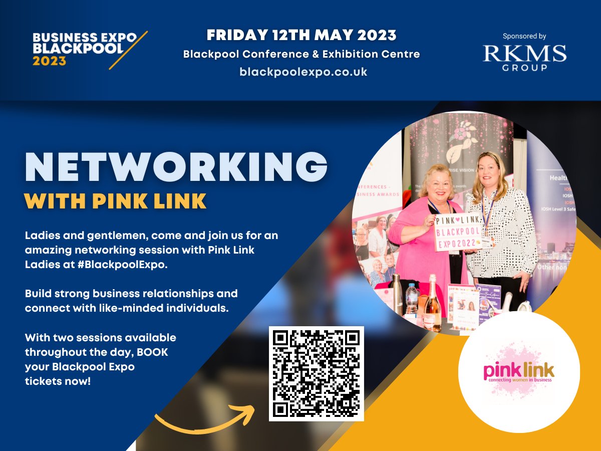Pinklinkladies's tweet photo. Join us on Friday at the @blackpoolexpo - A day filled with #exhibitors #networking #paneltalks and more. Make new connections and build relationships that are great for you and your business! Book your FREE ticket here https://t.co/BTRmgyWM7s https://t.co/189lzzLXbX