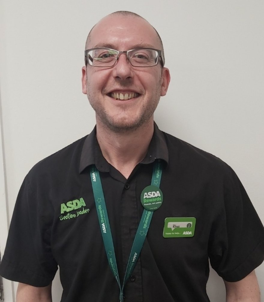 asda's tweet photo. First-aider Rhys from Asda Crewe has been thanked by a customer for his "thoughtful and thorough treatment" after he cut his thumb on the boot of his car. The gentleman wrote to the store to say: "Because of Rhys' prompt assessment of the situation and his excellent first aid knowledge it made the whole situation much less traumatic than it could have been."
