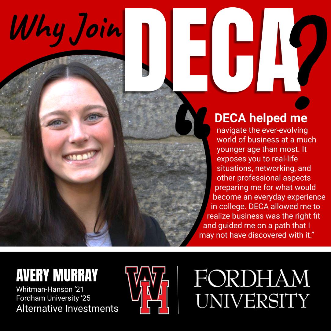 WHpanthersden's tweet image. This year, The DEN helped pay registration fees for two dozen students to attend our District One Competition overnight at the Quincy Marriott in December.  Our recent grads, who attended district competitions, tell us HOW DECA HELPED THEM. #whpantherpride #whpantherpathways
