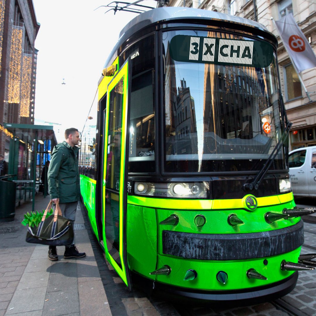 Now even Helsinki’s trams are cha cha cha-ing around the city in preparation for #EUROVISION (via <a href="/HSL_HRT/">HSL</a>)