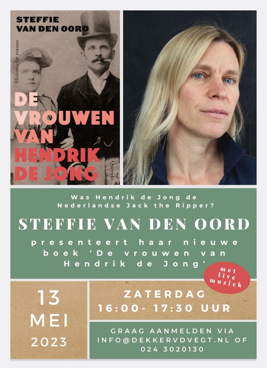 Zaterdag 16.00 Lancering bij <a href="/DekkervdVegt/">Dekker v.d. Vegt</a> <a href="/Querido_nl/">Uitgeverij Querido</a> met Levende Muziek!
Roman over de vrouwen vd 'Nederlandse Jack the Ripper'