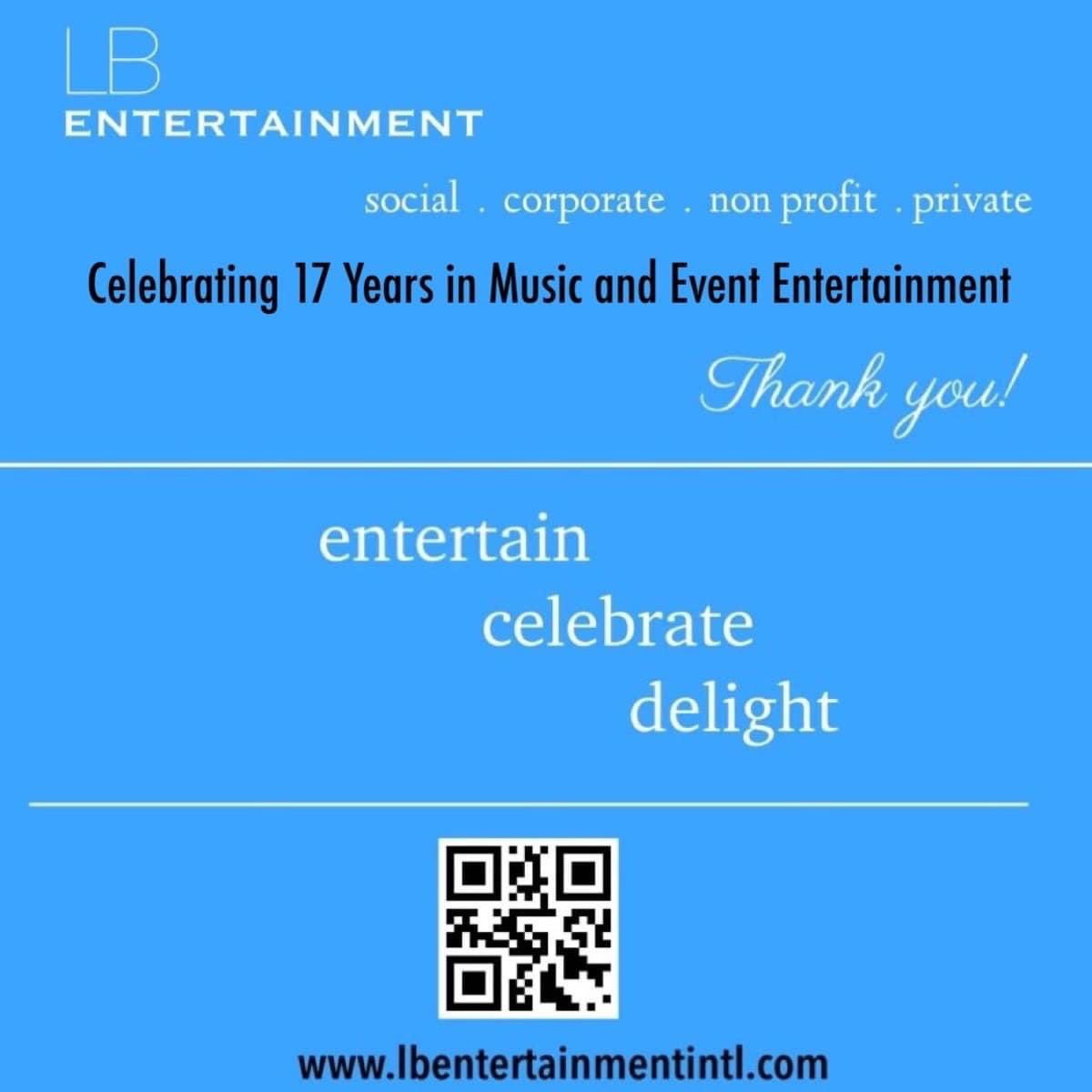 laurentbass's tweet photo. 2023 marks LB Entertainment’s 17th anniversary in Music and Event Entertainment! Thank you to our amazing friends, musicians, clients and fans for your continued support. Here’s to many more years of music together! https://t.co/VBf7HEXSYg
