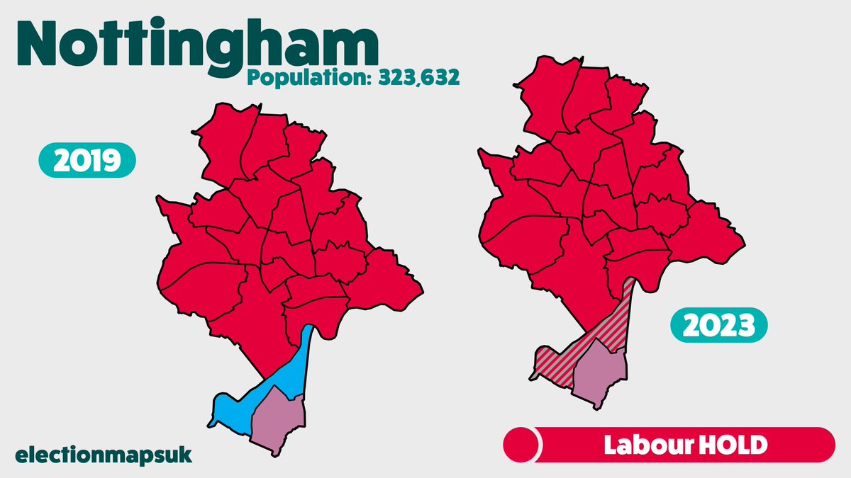 Election Maps UK on Twitter "Nottingham Result LE2023 LAB 51 (+1
