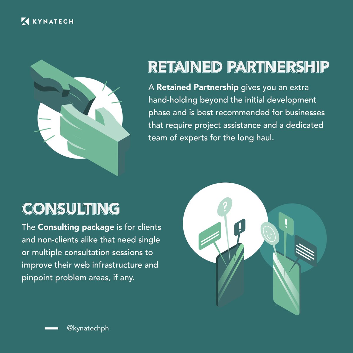kynatechph's tweet image. WORK WITH KYNATECH!
Wanna know how best to partner with us for your projects? Click the images to see the four ways of working with the #KYNATeam! #WebDevelopment #WebDevelopmentPH #WebDevelopmentCompany