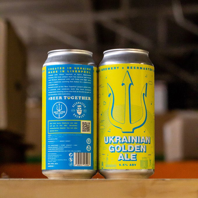 HopHideout's tweet photo. we’ve ever had a #ukraniangoldenale in store & it’s part of the #BeerTogether project aiming to promote & celebrate both the Liverpool & Ukraine indie brewing scene; as part of the #Eurovision2023 festivities. Keg pouring on Sat May 13th 👀🇺🇦
📸 #neptunebrewery
2/2 https://t.co/lyCnx5nrvF