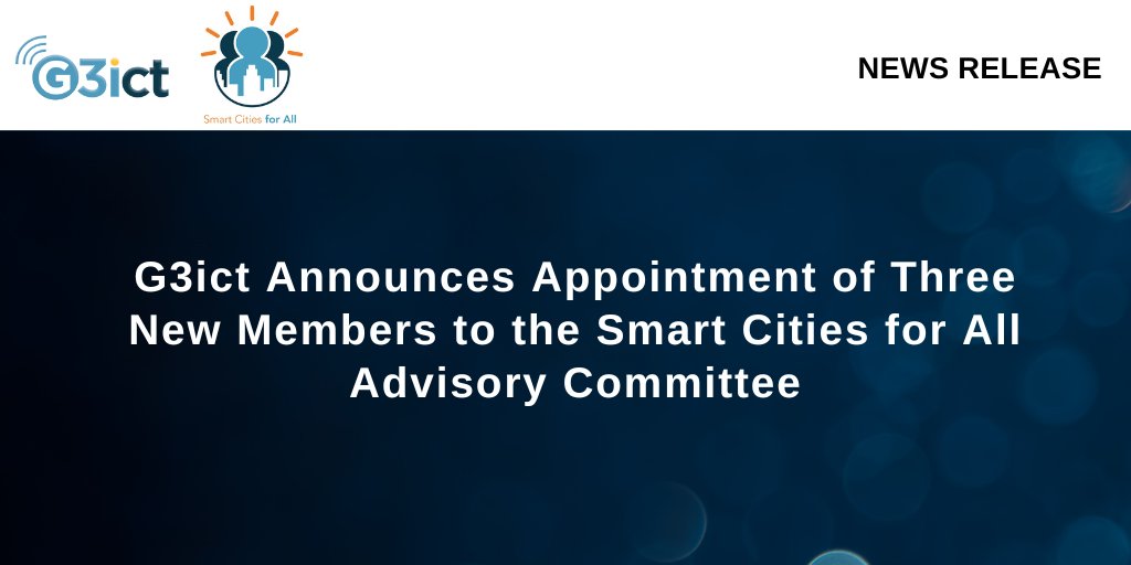 G3ict through its Smart Cities for All (SC4A) global Initiative Announces the Appointment of Three New Members to the Smart Cities for All Advisory Committee bit.ly/3MeefzB @pdintino @umohekaetej @best_lidia @HLagrelius @StreitzAbility @karentamley @CTorquato @yuvalwag