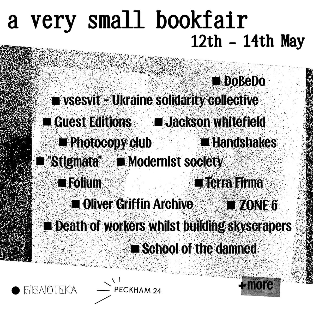 This weekend yet ANOTHER bookfair - this time at Biblioteka in Peckham, London and <a href="/AnnaNolda/">Anna Nolda Nagele</a> will be there with The Posthumanist issues 1 and 2. Come say hi 🌸