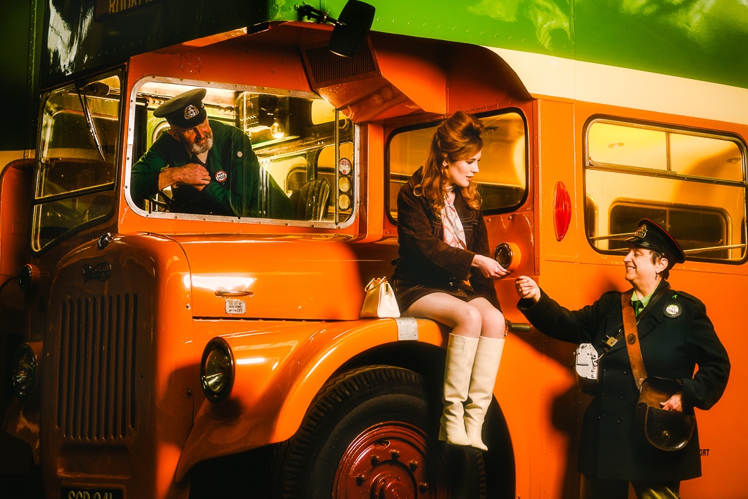 MacqueenPhoto's tweet image. Through the mists of time.  @ginminvin fashion shoot at Glasgow Vintage Vehicle Trust featuring @FrancescaFlynn_ .  

Bus driver:  Ian Short
Bus conductor:  Joan Flanagan
#fashion #glasgow #1960s #Retro