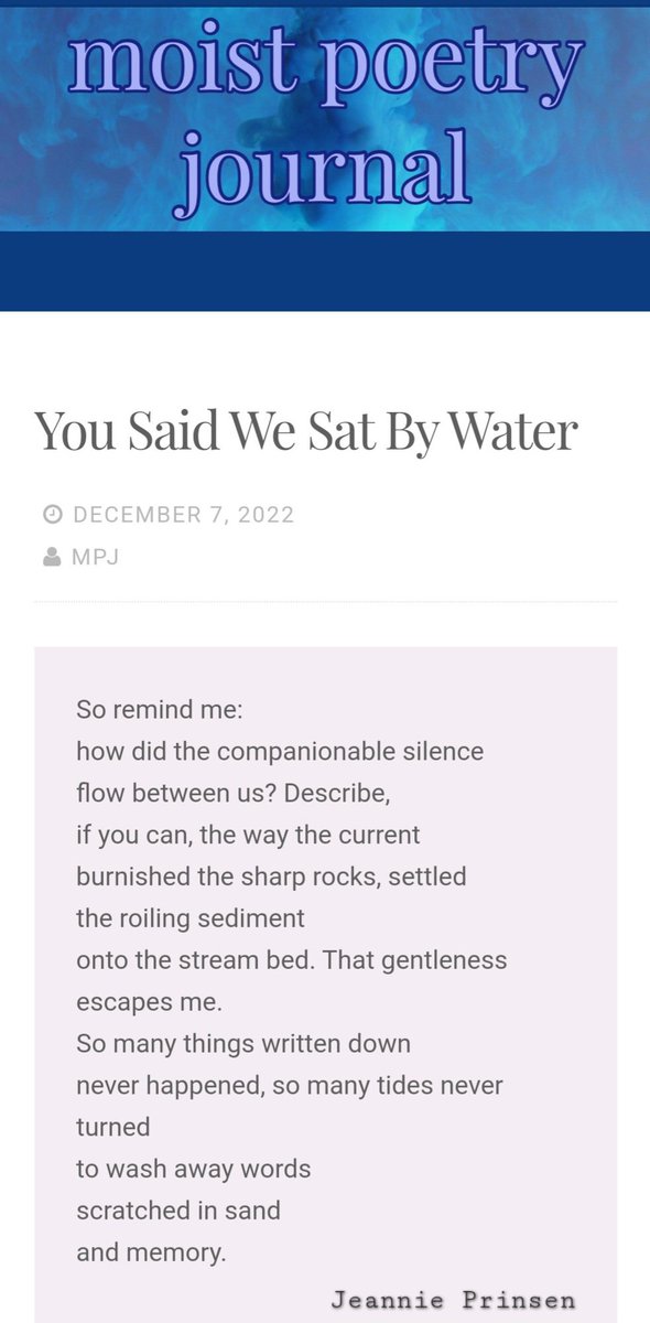 @Joseph_Fasano_ @PulitzerPrizes My poem 'You said We Sat By Water' appeared in @MoistPoetry last fall – I think it fits this theme.