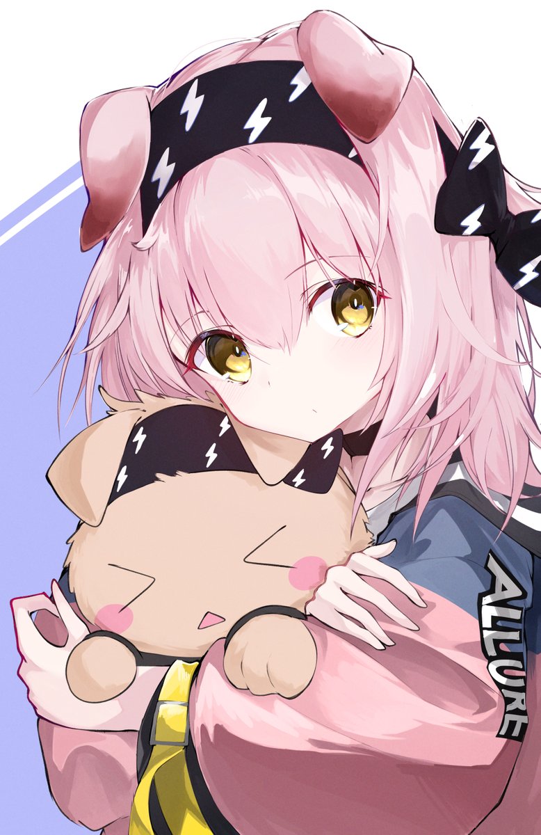 goldenglow (arknights) 1girl animal ears pink hair black hairband hairband yellow eyes looking at viewer  illustration images