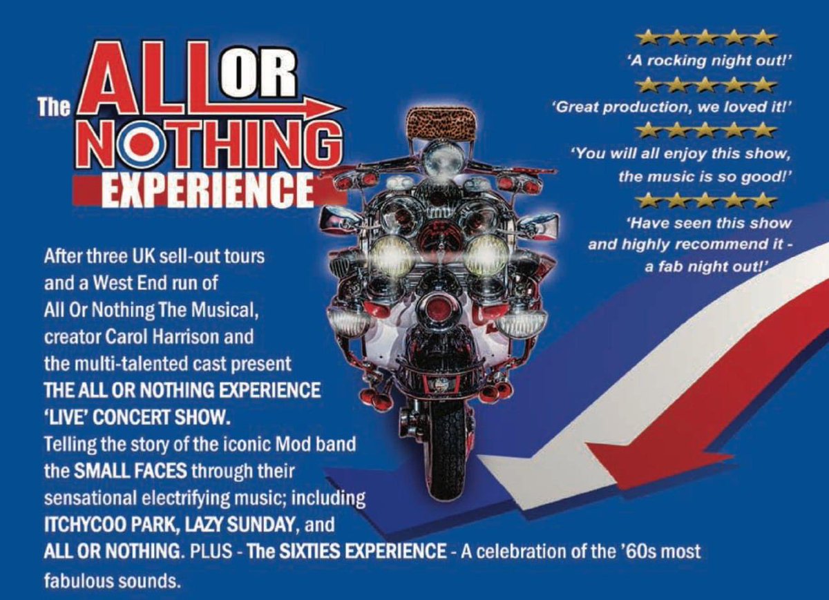 AONthemusical's tweet photo. Next Stop 
May 12  #yeovil 
19 #MiltonKeynes 
20 #hoddeson  
26 #stourbridge 
June 1&amp;2 #Darlington 
8 #newbrighton
9 #morecambe
10 #Telford
11 #Blackburn  
17 #tenburywells
24 #southshields
26  #exeter
30 #westonsupermare
Ticket Info  https://t.co/35WNADL9pf
#smallfaces #theatre https://t.co/ZQRi3R0ioa