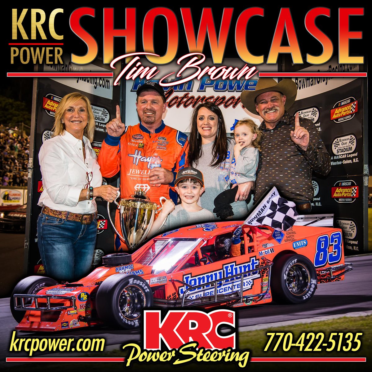 🏆 KRC Power Steering's Racer Showcase features Tim Brown winning the Brad's Golf Cars Modified Series Kevin Powell Motorsports 100 feature at Bowman Gray Stadium from this past weekend. Congratulations, Great Job! 👍#krcpower #krcpowersteering

🖥 krcpower.com