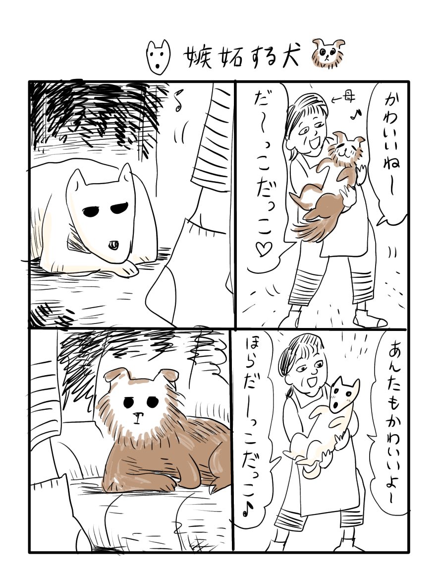 嫉妬する犬 