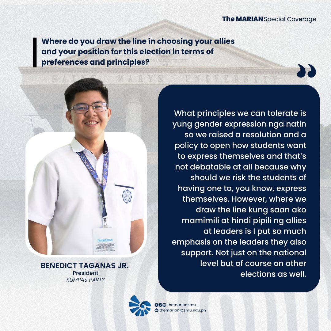 themariansmu's tweet image. #TMRoundtable | Upang tulungan tayong mamili ng susunod na kakatawan sa konseho, narito at pakinggan ang ilang pahayag ng mga lider-estudyante sa samu&apos;t saring isyung pampaaralan at panlipunan sa naganap na The MARIAN Roundtable noong Mayo 6.