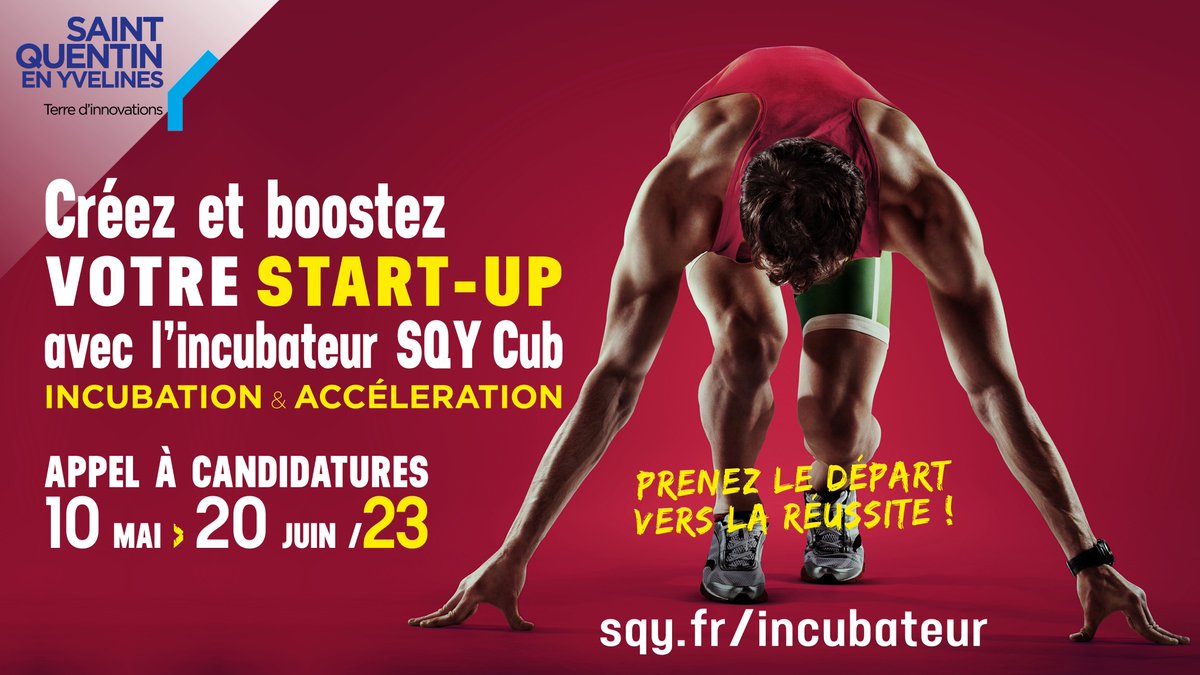 📢 Ne manquez pas le nouvel 𝙖𝙥𝙥𝙚𝙡 𝙖̀ 𝙘𝙖𝙣𝙙𝙞𝙙𝙖𝙩𝙪𝙧𝙚𝙨 pour intégrer <a href="/SQYcub/">SQYcub</a> ! 
En 𝙞𝙣𝙘𝙪𝙗𝙖𝙩𝙞𝙤𝙣 &amp; en 𝙖𝙘𝙘𝙚́𝙡𝙚́𝙧𝙖𝙩𝙞𝙤𝙣, #SQYCub vous propose un accompagnement personnalisé à 360°🤝
📩 Déposez votre candidature avant le 20/06 👉sqy.fr/incubateur