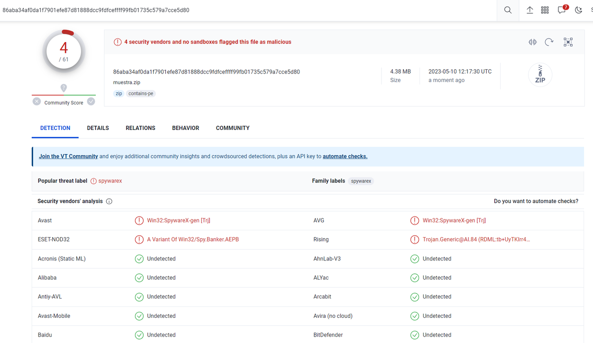 cibernicola_es's tweet photo. #domainHunterDMARCedition

-Correo fraudulento SUPLANTANDO a @Haciendagob (cc @informaticaaeat) 

-instancia @Azure para descarga del zip con regalo
ibcfautospopulares[.]switzerlandnorth[.]cloudapp[.]azure[.]com

-"nuevo" en Virustotal: https://t.co/RrK5zZ2qJK 

#mailSpoofing https://t.co/sLsNVeuhJU