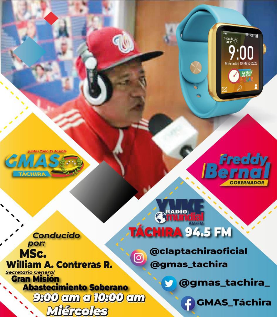 clap_divino's tweet image. #10Mayo te invitamos hoy Miércoles a una emisión más de su Programa #LaHoraDeLosClap por @YVKEMundial 94.5 FM de 09:00 a 10:00 y en Directo por INSTAGRAM 👉🏻 @carlosperez_ch Conéctate/Interactúa 📲🎙️

#SoyComunicadorClap 
@LealTelleria @FreddyBernal @GmastachiraF @RomerPSUV
