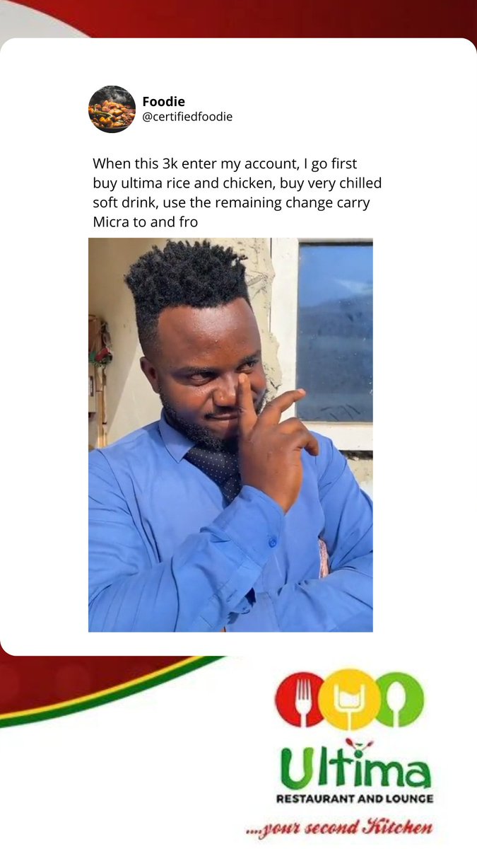 ultimarestaura1's tweet photo. Smart investor moves😂 

Chop well, make you get strength continue hustle💪

#ultimarestaurant #ultimarestaurabtibadan
#fooddeliveryibadan
#ibadan247 https://t.co/dnE6C368vm