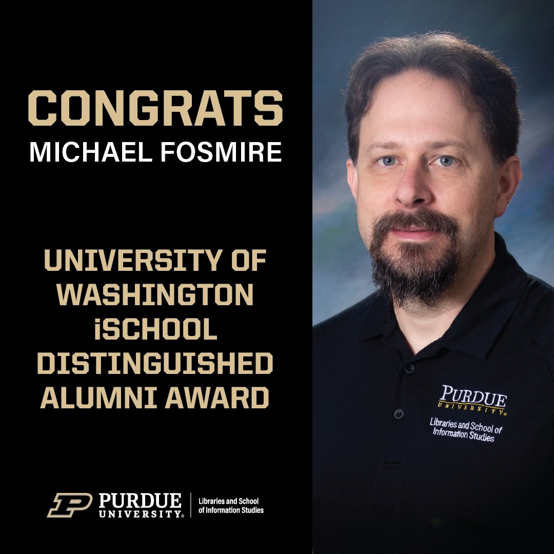 PurdueLibraries's tweet photo. Congratulations to @PurdueLibraries professor and Head of Information Studies, Michael Fosmire, who has been honored with the Distinguished Alumni Award by his alma mater, @uw_ischool. Read the full story here: https://t.co/zagtnaTsBK https://t.co/lov2Bekhfe