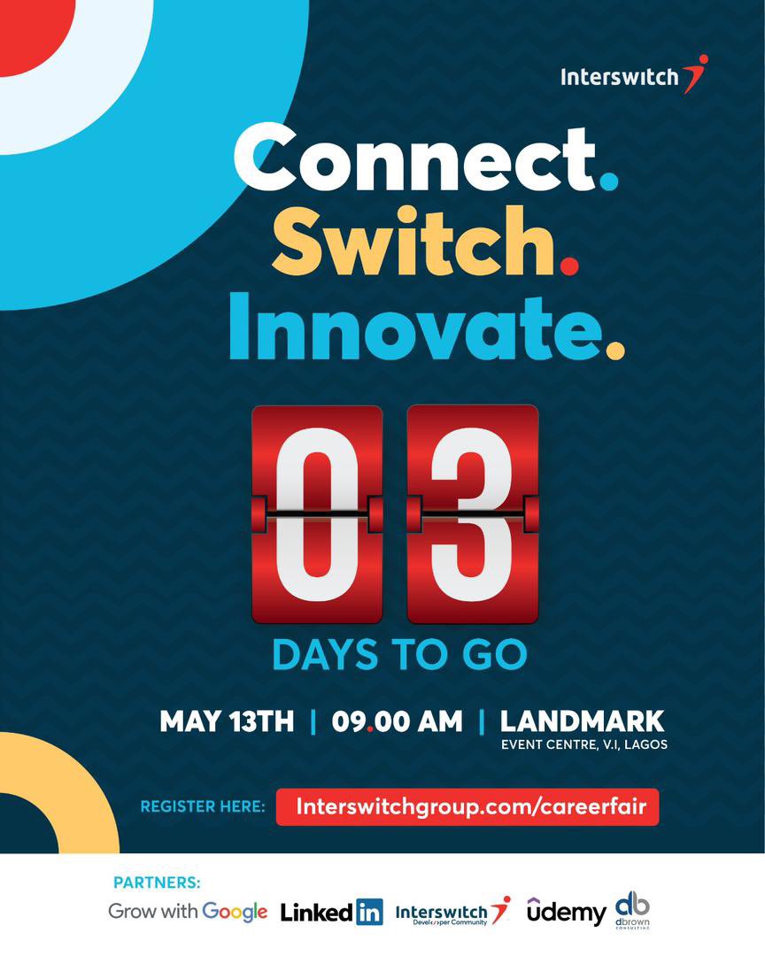 InterswitchGRP's tweet photo. It’s officially 3 days to landing!🚀
We hope you’re ready for the biggest career event of your life 😉
Invite everyone you know! https://t.co/Mv6gf1YbBP
#InterswitchCareerFair
#TheFutureOfWork
#TheSwitchEffect
#BestEmployerBrandSSA
#RisingStars
#NeverS20P https://t.co/xy7Q9OyGs8