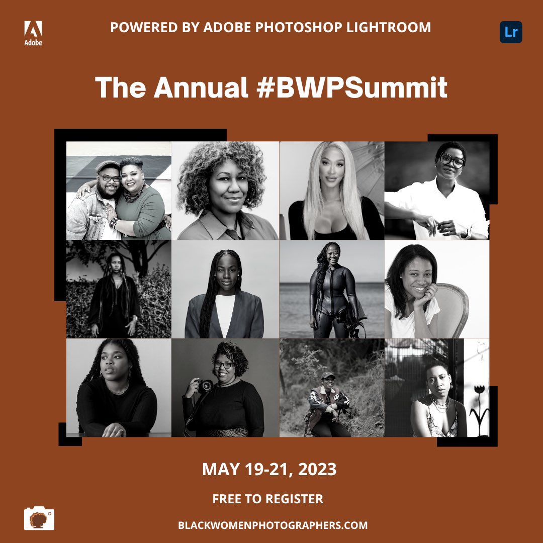 Black Women Photographers™️ (@blkwomenphoto) on Twitter photo Join over 500 Black creatives at the virtual #BWPSummit, sponsored by Adobe Photoshop Lightroom. ✨
This year’s summit features <a href="/csphoto_atl/">CreativeSoul Photography</a>, <a href="/MartiniSev/">Martine Severin</a>, <a href="/jessyjphoto/">Jessy J Photo</a>, @ivyawino, <a href="/NaoePix/">Naoe</a>, <a href="/zarialove92/">Zaria Love ❤🌈</a>, and more.
Register for FREE: blackwomenphotographers.com Join over 500 Black creatives at the virtual #BWPSummit, sponsored by Adobe Photoshop Lightroom. ✨
This year’s summit features <a href="/csphoto_atl/">CreativeSoul Photography</a>, <a href="/MartiniSev/">Martine Severin</a>, <a href="/jessyjphoto/">Jessy J Photo</a>, @ivyawino, <a href="/NaoePix/">Naoe</a>, <a href="/zarialove92/">Zaria Love ❤🌈</a>, and more.
Register for FREE: blackwomenphotographers.com