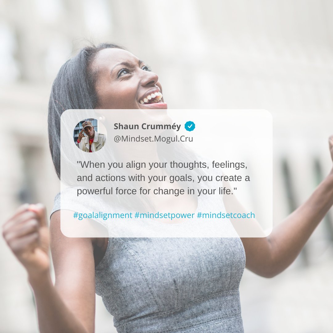 mindsetofamogul's tweet image. Mindset Thought Of The Day

"Align your thoughts, feelings, and actions with your goals to unleash a powerful force for change in your life."

 #goalalignment #mindsetpower #mindsetcoach