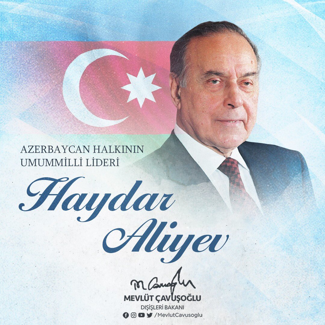 #CanAzerbaycan'la kardeşliğimizin perçinlenmesinde büyük emekleri olan Umummilli Lider Haydar Aliyev'i, doğumunun 100. yıldönümünde saygı ve rahmetle yad ediyorum.

#TekMilletİkiDevlet🇹🇷🇦🇿