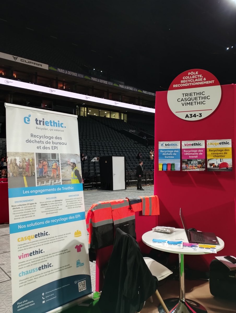 TriethicRecycle's tweet photo. Nous sommes au salon @InclusivDay à Paris La Défense Arena. Venez nous retrouver à notre stand ! 🙂

#Inclusivité #Handicap #Recyclage https://t.co/J1Amq7FZEr