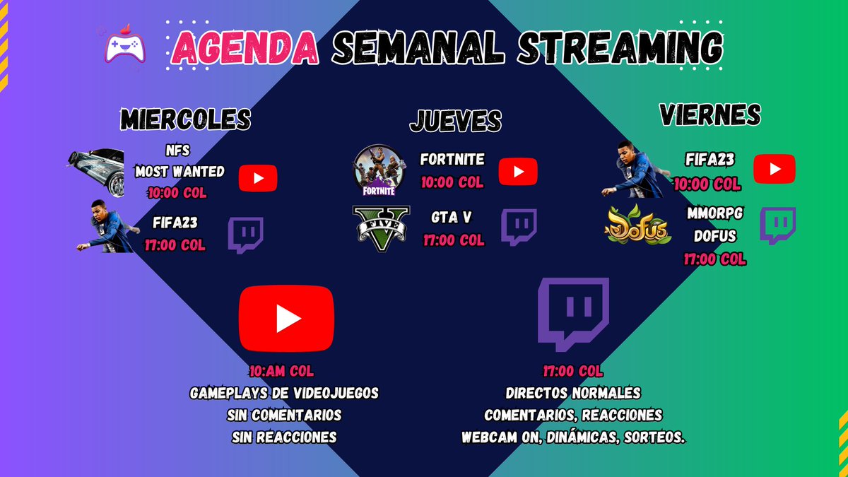 GrittyGamersesp's tweet photo. Actualizamos streaming!
Escuchando a nuestros viewers, ahora tenemos.
Mañanas de #Youtube 
Tardes de #Twitch

¡Únete a nuestros directos, jugando con nosotros! 

#fifa23 #gta5 #fortnite #dofus #nfs #streaming #twitchstreamer #youtubechannel https://t.co/gYLVGNXpSv