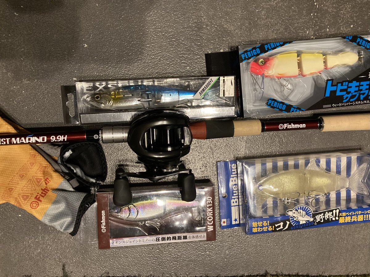 urabunbon's tweet photo. やっと揃った。明日　投げにいこう　#fishman #MARINO #ANTARES #xg #とびきち #この野郎 #wcork #ARMAjoint https://t.co/RQsY2xtwSs