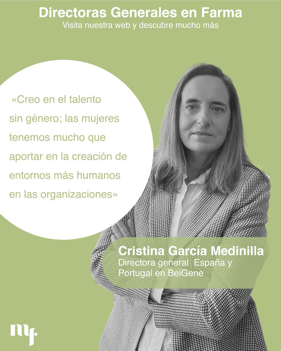 mujeresenfarma's tweet photo. 📝 En #DirectorasGenerales, hoy os presentamos a Cristina Garcia Medinilla, Directora General de @BeiGeneGlobal 🇪🇸 y 🇵🇹.

🏆 Cuenta con más de 25 años de experiencia en compañías biotecnológicas y del sector #Salud. 

🔗Conoce su trayectoria profesional: https://t.co/iRAsqttJZ5 https://t.co/03rzogZ3Ui