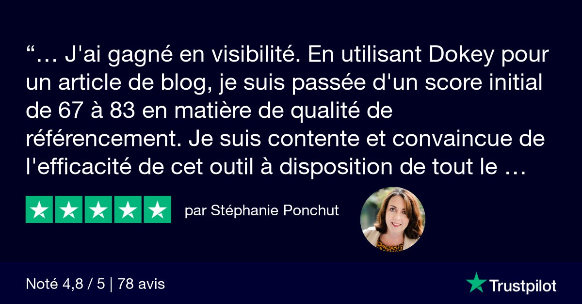 dokey_io's tweet photo. "Avec Dokey j'ai gagné en visibilité"

Merci à Stéphanie Ponchut directrice de Chapins, pour son avis, qui ravit l'ensemble de la Team Dokey. 😃

#seo #redactionweb #contenu #dokey https://t.co/5Qa7KzZy3h