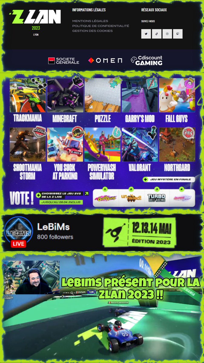 Les loulous !✌
Nous y sommes, J-2 avant la Zlan. Le suspense est à son comble, va-t-on réussir à briller ou le choke prendra-t-il le dessus ? 🤔
Viendez donc admirer le spectacle et apporter de la force en ce weekend du 12, 13 et 14 mai.
Gardez la 🍑 les loustiques !
#ZLAN2023