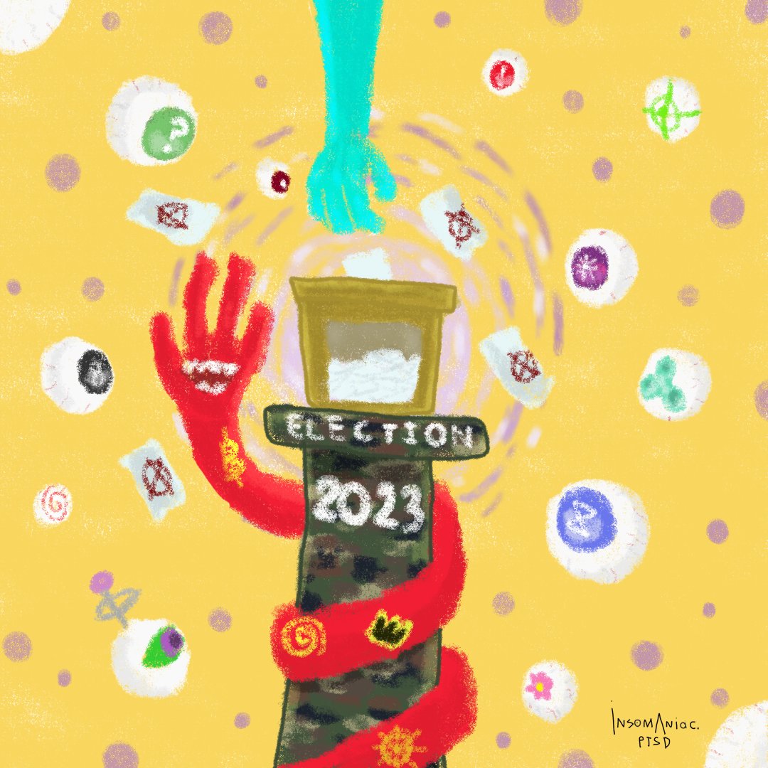 InsomaniacP's tweet photo. All eyes on it
"And let's keep an eye on 'them' "
#art #ArtistOnTwitter #illustartion #digitalart #surrealart #เลือกตั้ง66 #กกต #กกตมีไว้ทำไม #Thailand #WhatsHappeningInThailand #dystopia #ThisTopia https://t.co/SdHYzzdEyG