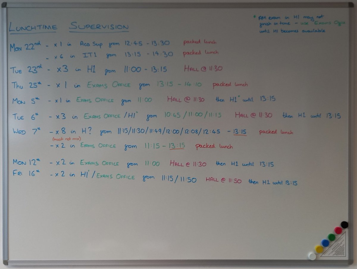EVTamlyn's tweet photo. Sometimes you just have to get the coloured markers out...

#ExamSeason #ExamLogistics #ExamsOfficer https://t.co/Y5J7nkh0Ih